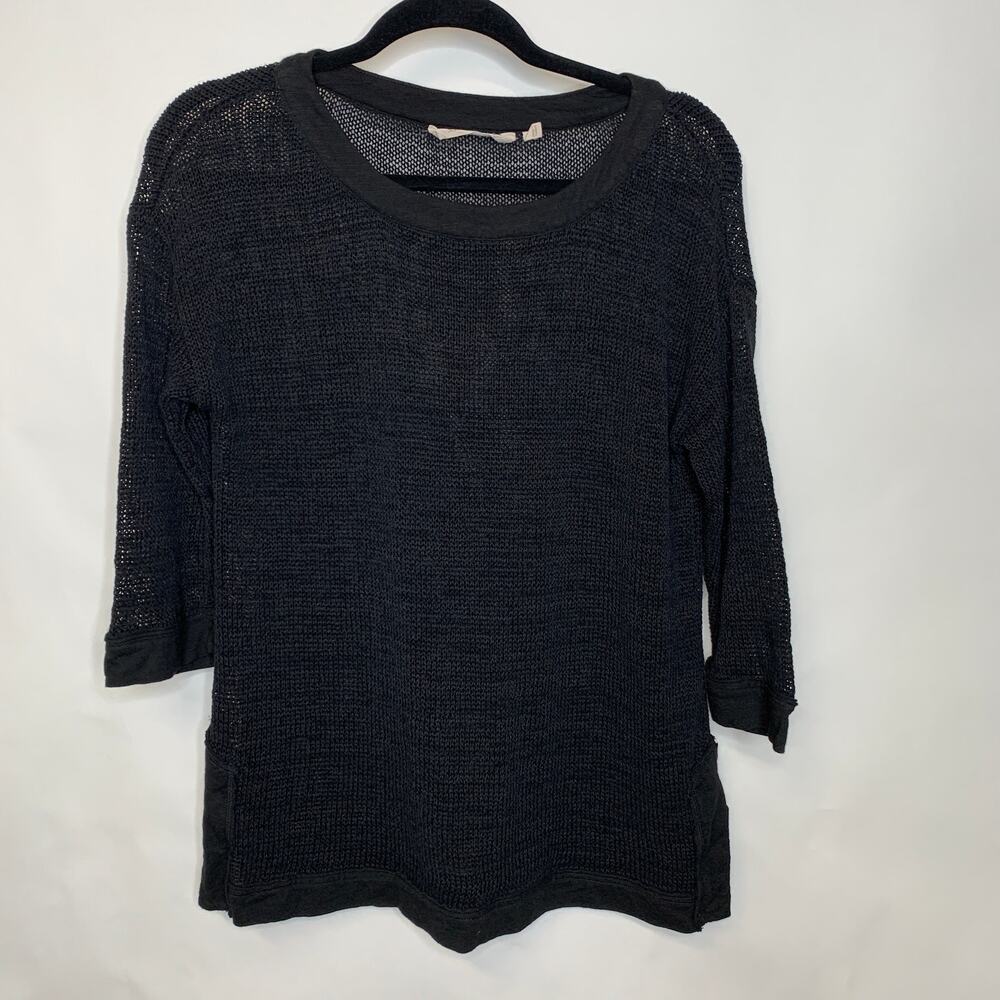 Soft Surroundings Black Mesh Sweater Sz Small